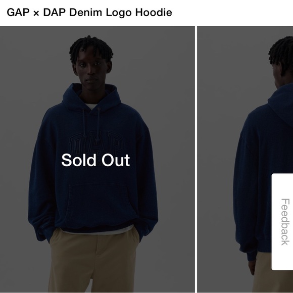 Limited Edition: GAP X DAP Dark Indigo Denim Logo Hoodie | size Large - Picture 2 of 2